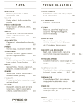 Prego Restaurant Menu